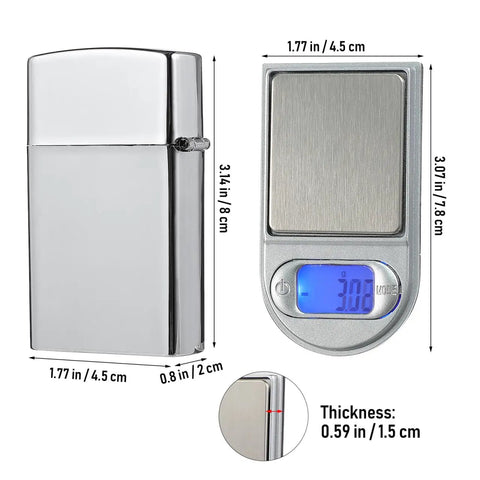 Best Lil Pocket Digital Jewelry Scale Mini Gram Scale For Jewelry And Small Items, LCD display and size dimensions shown.
