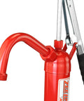 Top Shelf Heavy Duty Lever Drum Pump for Smooth Oil And Fuel Transfer with red finish and adjustable spout.
