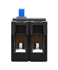 Moulded Case Circuit Breaker Workhorse With Overload Protection And Quick Short Circuit Cutoff Keeps Your Electrical Load Safe And Running Smooth Heavy Duty Industrial Grade Breaker Ready For Real World Use. 2P AC400V MCCB with blue handle, front view