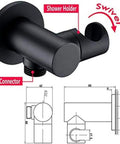 Slick Matte Black Shower Kit With 10 Inch Shower Head And Thermostatic Valve Wall Or Ceiling Mount Hose Connector and Shower Holder