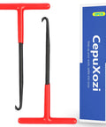 Two-Piece T-Handle Exhaust Spring Puller Set with box packaging, heavy-duty spring hooks for motorcycle and snowmobile use.