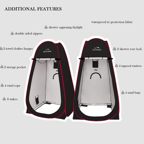Instant Pop Up Privacy Tent 3.9x3.9x6.9 Ft Large Portable Changing Room With 2 Storage Pockets And 4 Sandbags Outdoor Shower