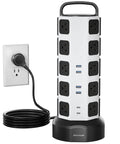 26 In 1 Power Station With 20 Outlets And 6 USB Ports Including 2 USB C Flat Plug Extension Cord 6 Point 5 Ft