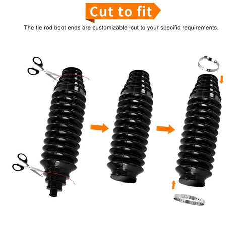 Rack And Pinion Boot Kit With Silicone Inner Tie Rod Boots, Bellows And Clamps, Waterproof Dustproof Steering Rack Boot For Cars