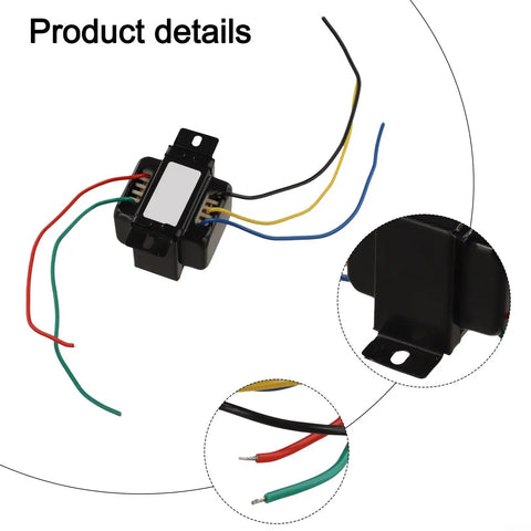 Hard Hitting 5K Single Ended Output Transformer For Tube Amps With 6P1 6P14 6P6 Tubes, 5W Power, Primary 5K, Secondary 0 To 4 Ohms And 8 Ohms, 12H Inductance, Built For Consistent Rich Signal And DIY Tube Amp Upgrades. black tube amp output transformer with mounting bracket and colored lead wires