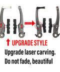Beefed Up Mountain Bike V Brake Set For Front And Rear 110mm Arm 60mm Pads Extended Four Finger Levers, laser carving upgrade