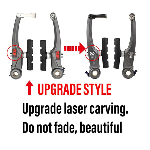 Beefed Up Mountain Bike V Brake Set For Front And Rear 110mm Arm 60mm Pads Extended Four Finger Levers, laser carving upgrade