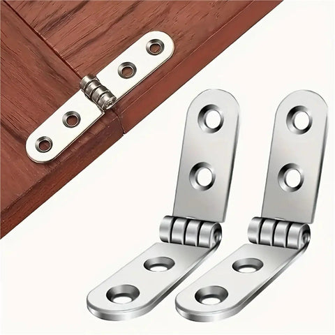 30 Piece Stainless Steel Folding Hinges 180 Degree Flip Cover Hinge Kit attached to wooden cabinet corner