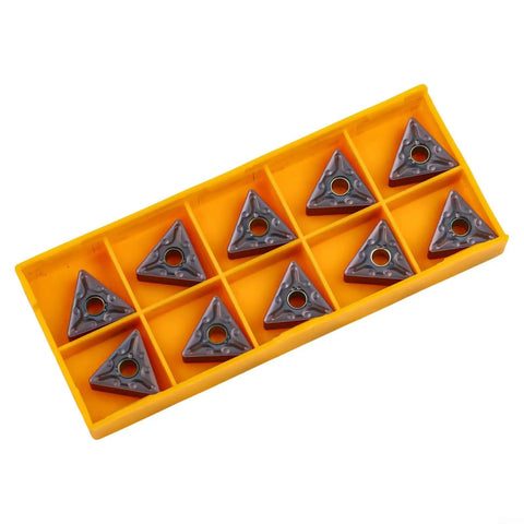 Ten TNMG160408 carbide inserts in tray from All-In-One CNC Turning Tool Set With Carbon Steel Tool Holder, Ten TNMG160408 Carbide Inserts, And L2 L3 Wrenches With Screws, Right Hand Turning Tool Kit For Precision Finishing And Tight Tolerances