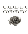 Tough As Nails Premium 304 Stainless Steel Screw Eye Hooks 5Mm By 10Mm, pack of 300 with silver tone for DIY crafts.