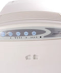 Portable Evaporative Air Cooler Humidifier Fan 10 Liter Tank showing top controls and settings for speed and timer.