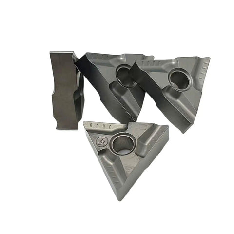 Top Tier Carbide Turning Inserts For Hard Steel Parts 10 Pack TNMG160404R-VF showing sharp-edged carbide inserts for lathe tools.