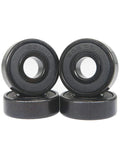Black 608RS hybrid ceramic bearings, pack of 4 (front view) for longboards, skateboards, inline skates.