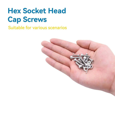 1080 Pieces M3 Stainless Steel Hex Socket Cap Screws Kit With Wrench For DIY Projects Machinery Bikes And Home Repairs Durable Fasteners With Precise Threads And Corrosion Resistant Finish, M3 screws in hand