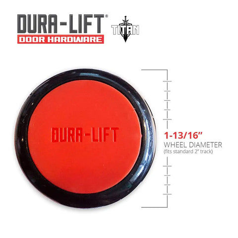 All In One Garage Door Repair Kit For 16x7 White Doors With Powder Coated Hinges And Brackets Quiet Operation Rust Resistant Thicker Gauge Parts Easy Tune Up For Smoother More Reliable Garage Door Performance, close-up of Dura-Lift roller.