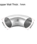 Stainless Steel 304 Long Radius 90 Degree Pipe Elbow Butt Weld Fitting, 1 Inch OD, 1mm Wall Thickness, Easy Weld Connector