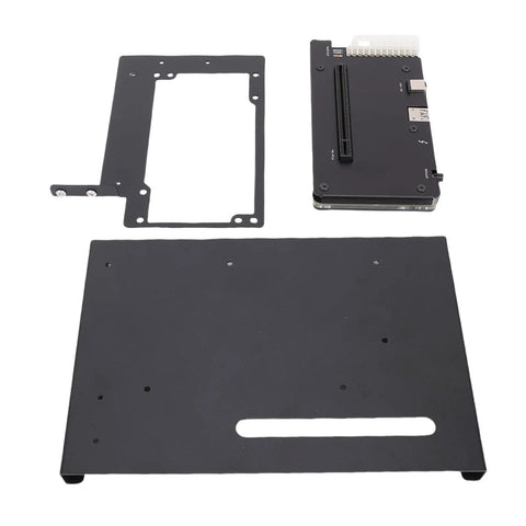Game Changer External Graphics Dock For Laptops Featuring USB 4 And Thunderbolt 4 Support For PCIe X16 Expansion parts layout, plastic and metal components.