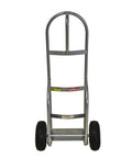 Heavy-Duty Welded Aluminum Hand Truck With P-Handle, 800-Pound Load Capacity, front view with pneumatic tires