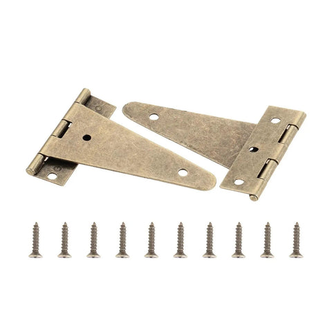 Adjustable Soft Close Door Hinges 2 Pack T Shape Butt Hinges For Cupboards Wardrobes Jewelry Boxes And Chests with screws displayed