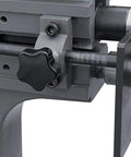 Detail of the adjustable mechanism on the Badass Heavy Duty Electric Bead Roller And Sheet Metal Crimper With 8 Inch Throat Depth.