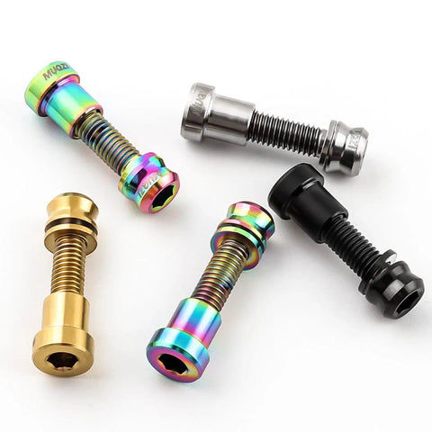 Beefy Titanium Alloy Bike Stem Screw Nut Kit With Washers 2 Pieces For Road And Mountain Bikes Carbon Stem Bolts 25mm By 8mm Silver