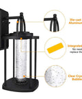 Modern LED Wall Sconce With Crystal Bubble Glass For Indoor Or Outdoor Use, features die-cast aluminum and integrated LED
