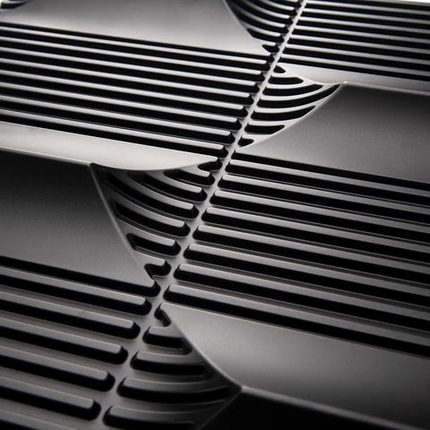 Close-up of Massive 3D Diamond Pattern PVC Wall Panels Black 19.7 Inch Square Pack Of 12 Tiles Real 1 Inch Raised Texture
