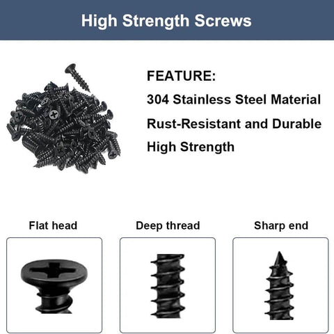 High strength screws for Black 304 Stainless Steel Flat Brace Mending Plates Set Of 8 3 Inch Wood Furniture Repair Brackets With Screws.