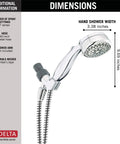 7 Spray Touch Clean Handheld Shower Head With Hose Chrome Finish showing dimensions and features guide