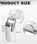 4 Pack Stainless Steel Spring Loaded Toggle Latches With Mounting Screws For Cabinets Tool Boxes Chests Barn Doors And Wooden Cases Built Tough For Everyday Use, showing design and measurements with close-up detail.