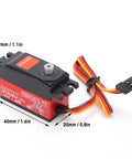 High Torque 14Kg Metal Gear RC Servo Motor Tailored For 1/10 Scale RC Drift Cars With 180 Degree Travel And Premium Red Aluminum Build Delivering Hella Smooth Digital Control At 4V To 6V, showing 29mm height, 40mm length, and 20mm width.