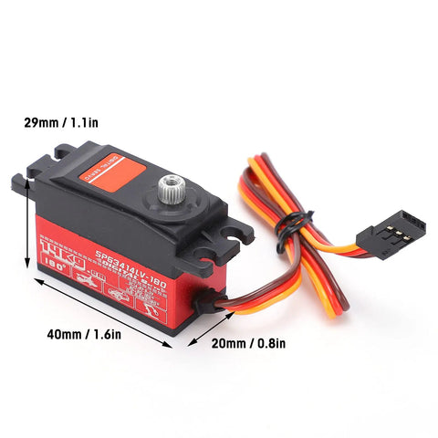 High Torque 14Kg Metal Gear RC Servo Motor Tailored For 1/10 Scale RC Drift Cars With 180 Degree Travel And Premium Red Aluminum Build Delivering Hella Smooth Digital Control At 4V To 6V, showing 29mm height, 40mm length, and 20mm width.