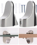 4 Pack Adjustable Floating Glass Shelf Brackets Zinc Alloy Clamp Mounts For Wall Shelves And Bookshelves, Smooth Finish