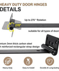 Black 4 Pack Heavy Duty Gate Hinges T Strap Door Hinges for Shed Barn Fence 270° rotation angle