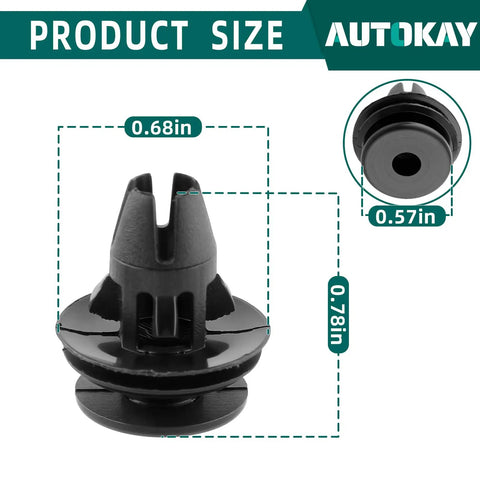 Product size diagram of 20 Pcs Tail Light Retainers Clips Heavy Duty For Dodge Ram Pickups 2007 To 2010 Replacement 68061648-AA