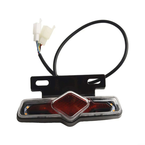 Top Rated Electric Bike Taillight With Bright Led Turn Signals And Brake Light For 12v 60V Scooters Ensures Smooth Riding And Ultimate Safety On The Road Without Hassle. black ABS rear taillight with wiring harness and mount