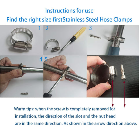 Beefy Adjustable 6 To 51 mm Hose Clamp 10 Pack Made Of 304 Stainless Steel instructions for use with tools and pipes