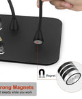 Magnetic holder detail on Beefy Heavy Duty Soldering Station With Magnetic PCB Holder And 5 LED Magnifier, Extra Large 12x7.8 Inch Base For Electronics Repair, Flame Retardant Aluminum Alloy Frame, Stable Workbench Soldering Stand For PCBs