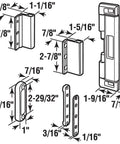 Diagram of High Security Patio Door Deadbolt Lock Kit With Steel Bar Surface Mount 8 Inch Overall Height White Black Finish