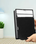 Hands holding Carbon Pre Filter Replacement Set For Holmes HAPF600D Series and Bionaire air purifiers showing one filter.