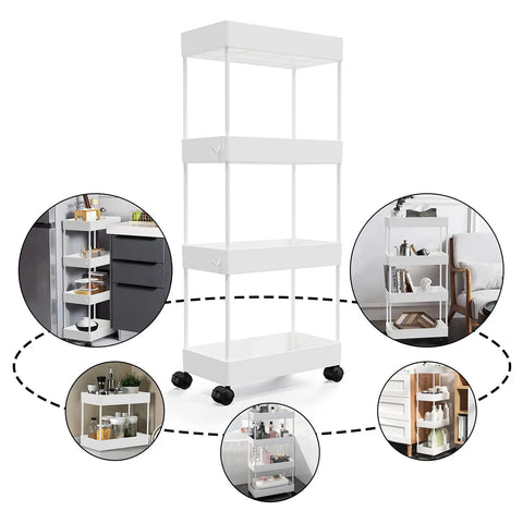 Killer 4 Tier Slim Rolling Storage Cart And Narrow Space Organizer With Zero Friction Casters No Hassle Utility Rolling Rack For Bathroom Kitchen Bedroom Or Cramped Laundry Gap Spaces