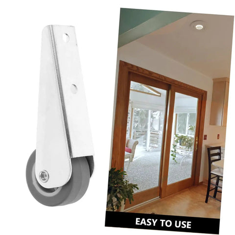 Smooth As Butter Sliding Door Rollers Straight Up Sturdy Barn Door Wheels close-up of galvanized nylon casters for easy installation.
