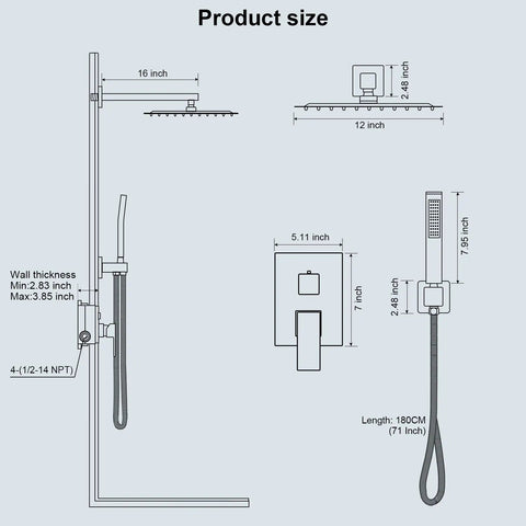Straight Up Tough Matte Black Shower Faucet Set Featuring A 10 Inch High Pressure Rain Shower Head And Solid Brass Pressure Balance Valve For Hella Smooth Daily Showers