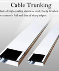 Durable Stainless Steel Cable Trunking Kit for Hidden Cables Wide 10 to 50mm 50 to 180cm Long showcasing two pieces with a brushed finish.