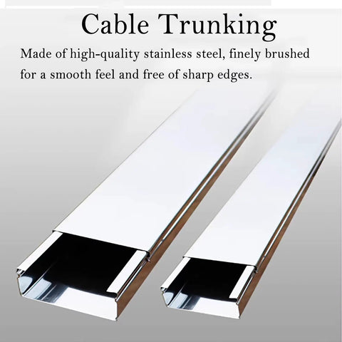 Durable Stainless Steel Cable Trunking Kit for Hidden Cables Wide 10 to 50mm 50 to 180cm Long showcasing two pieces with a brushed finish.