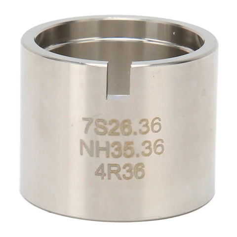 Pro Grade Watch Movement Holder With Rust Proof Stainless Steel Base, cylinder shape close-up, engraved numbers visible