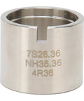 Stainless steel Watch Movement Holder And Base Tool for SKX007 NH35 7S26 7S36 4R Movements, with engraved references.