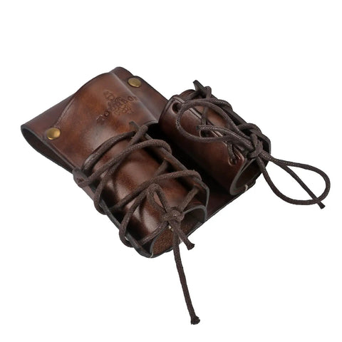 Go-To Must-Have Leather Tool Organizer Belt Pouch Bull Pin Holster Wrench Hammer Holder with Riveted Leather Sleeves
