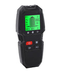 Jiawu Wall Scanner Detector 5 in 1 Accurate LCD Display Stud Finder for DIY Projects Home Use Black, showing a green LCD with buttons.