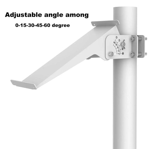 Adjustable Solar Panel Pole Mount Bracket Kit for 20W 30W Panels fits 1.5 to 3 inches poles, angle 0 15 30 45 60 degrees.
